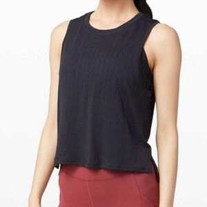 LULULEMON Rain Stripe Black Train To Be Tank Top‎ Active Run Training Gym Size 8